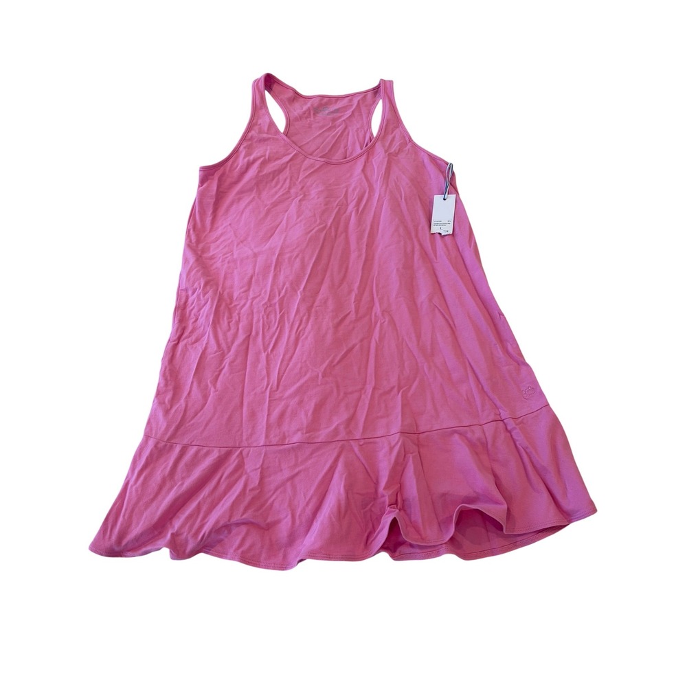 Southern Tide Lyla Knit Dress Fuchsia Pink Ruffle Hem Sleeveless Racerback Large